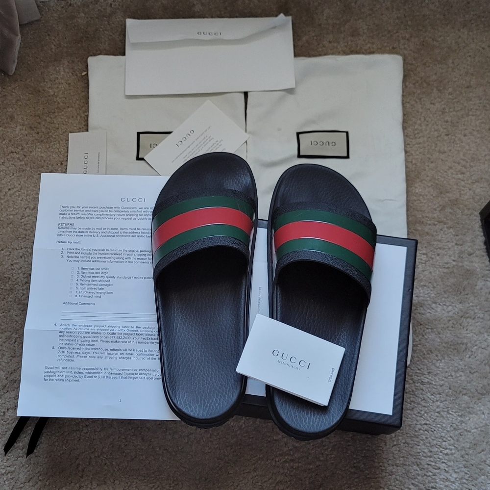 Guci Men's Web rubber slide